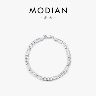 MODIAN摩典S925纯银简约费加罗链手链ins潮复古嘻哈个性男女手饰