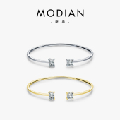MODIAN纯银手镯女年轻款 银镯子女生日礼物送闺蜜 开口欧美设计款