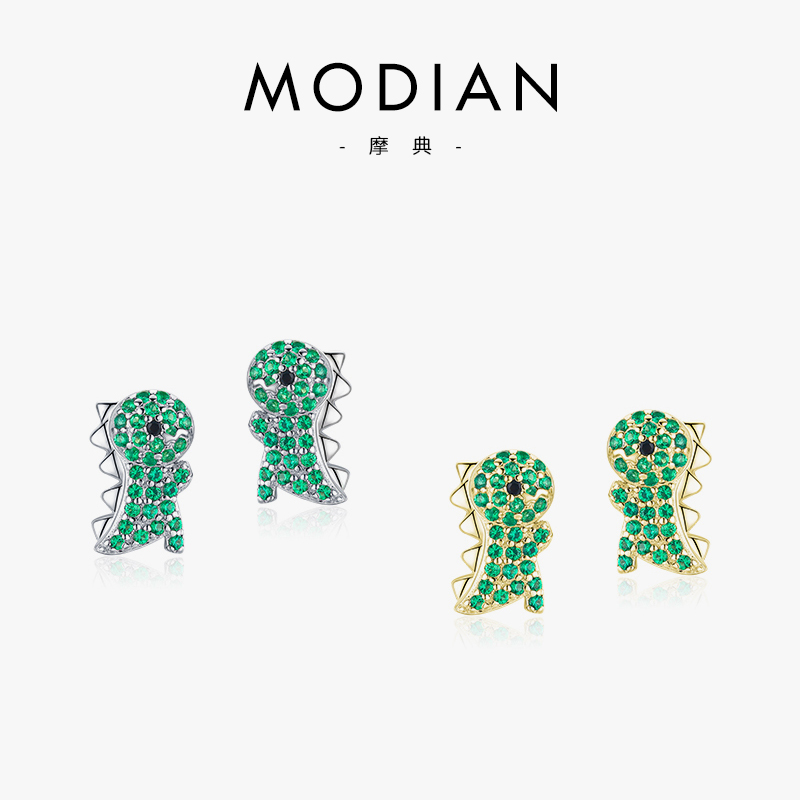 s925纯银可爱恐龙少女学生耳饰