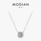 MODIAN摩典莫桑钻D色1克拉项链女S925纯银轻奢ins风小方糖锁骨链
