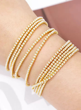 轻奢高级感彩色水钻手链珍珠手饰叠带珍珠水钻手链气质水钻手饰