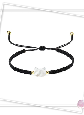 新款黑白猫咪编织手链ins小众设计可爱情侣款送闺蜜女友礼物手链