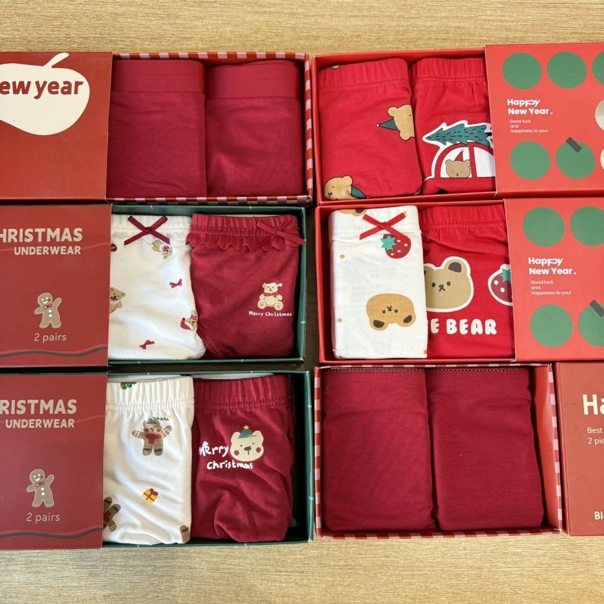 小黑托内裤儿童新年男童本命年红色圣诞女童平角四角抑菌短裤内裤