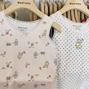 小黑托昵女童天丝纯棉背心吊带女孩打底小黑托尼宝宝儿童背心薄款