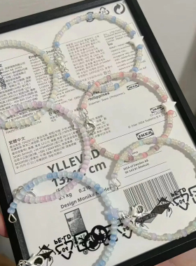 10条米珠手串韩系手作少女礼物玻璃串珠记忆钢圈手链饰品随心配