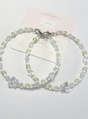 串珠手链记忆钢圈可爱配饰吊坠韩系ins风多巴胺彩色蓝绿学生礼物