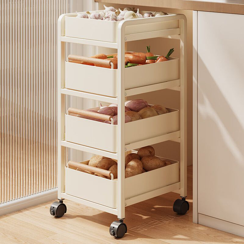 厨房置物架小推车落地家用可移动多层架子多功能放果蔬菜篮收纳架