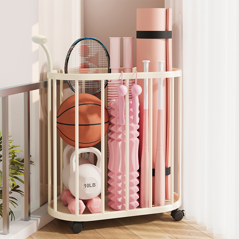 瑜伽垫收纳筐家用运动工具篮球类体育用品收纳神器健身器材置物架