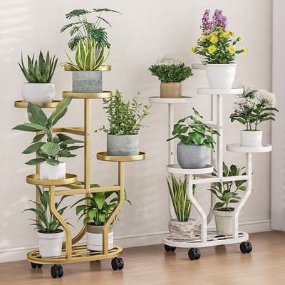 多层家用阳台铁艺花架置物架客厅落地式可移动花架子摆放花盆托架