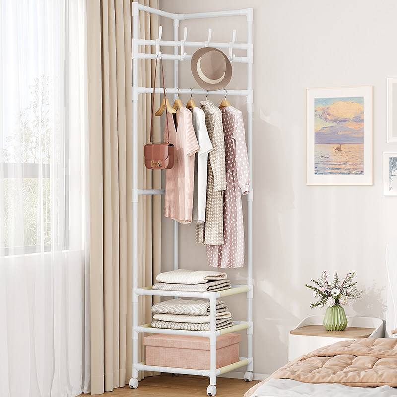 简易衣帽架晾衣架落地转角卧室家用晾衣杆出租房宿舍加厚挂衣架子