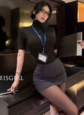 纯欲风办公室女郎cosplay性感白领秘书装包臀小胸OL教师制服套装