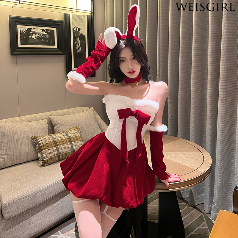 圣诞节性感兔子装派对制服套装