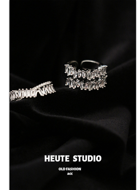 超闪交叉璀璨多层叠戴开口戒指