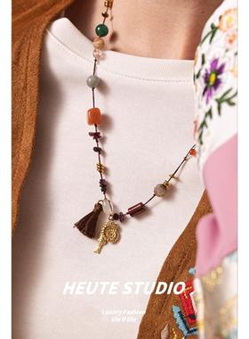 新中式民族风毛老师彩色串珠项链