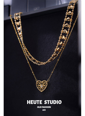 镂空复古法式女王项链爱心颈圈