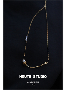 玫瑰花项链珍珠金箔法式轻奢