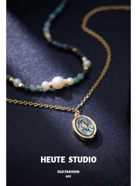 双层叠戴项链ins天然珍珠爱心