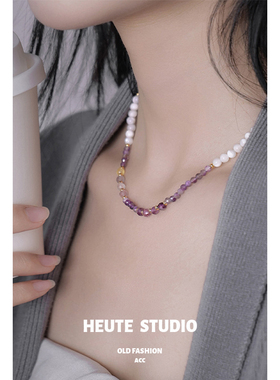 春夏仙女彩色水晶紫色项链