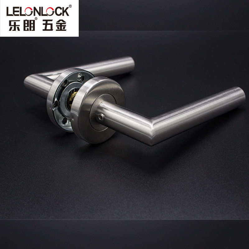 乐朗厂家现货直供空心弯把手不锈钢304防火门把手简约室内门拉手