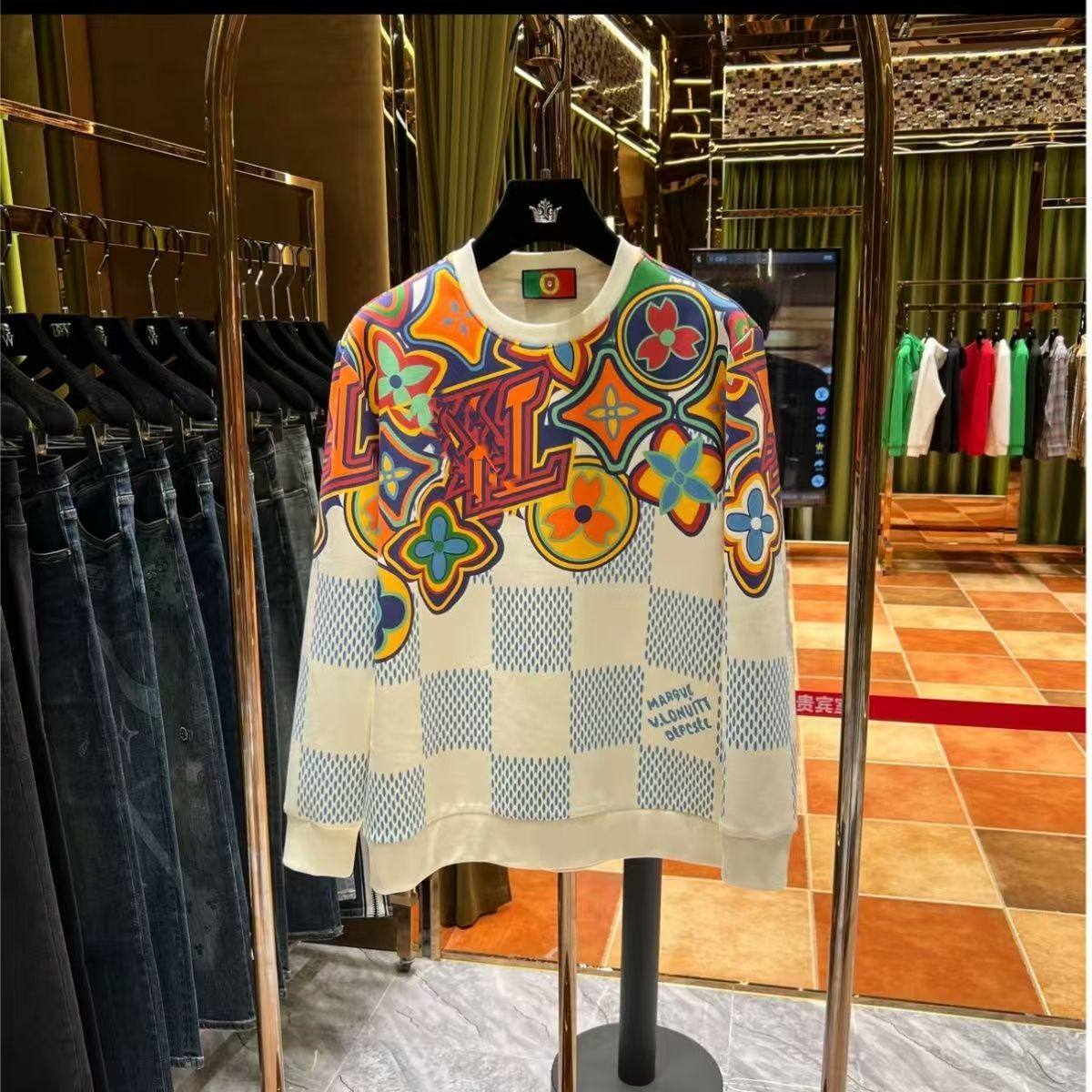 thumbnail for European station spring and autumn new haute couture long-sleeved tops, men's light luxury, fashion trends, personality prints, couple sweatshirts