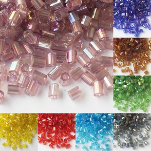 2mm透明米珠玻璃管珠diy鞋包帽子配饰绣珠材料珠子流苏配珠短角