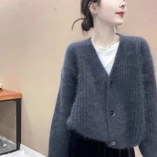 2025新款上衣毛衣针织小衫欧货秋冬女开衫十三行外套羊绒