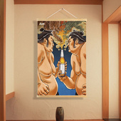 日式 饰烤肉寿司料理店挂画烧烤居酒屋啤酒相扑挂布画 餐厅和风装