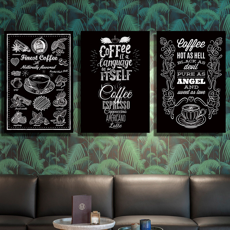 复古美式工业风木板手绘挂画咖啡厅奶茶店文化法黑板画墙面装饰