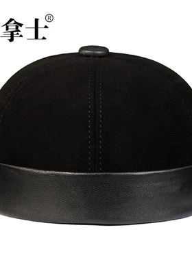真皮帽子男冬天保暖无沿西瓜皮帽中老年人王爷帽羊皮地主帽爸爸帽