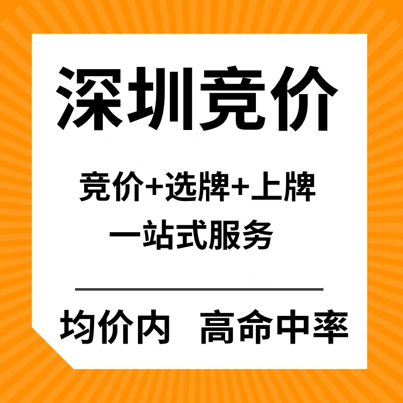 深圳车牌竞价代拍竞拍车牌照小汽车车牌额度指标深圳拍牌粤b标王