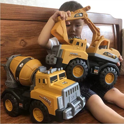 Extra-Large Excavator Inertia Engineering Vehicle Large Mixer Truck Toy for Boys and Children Sand Digging Crane Beach Toy