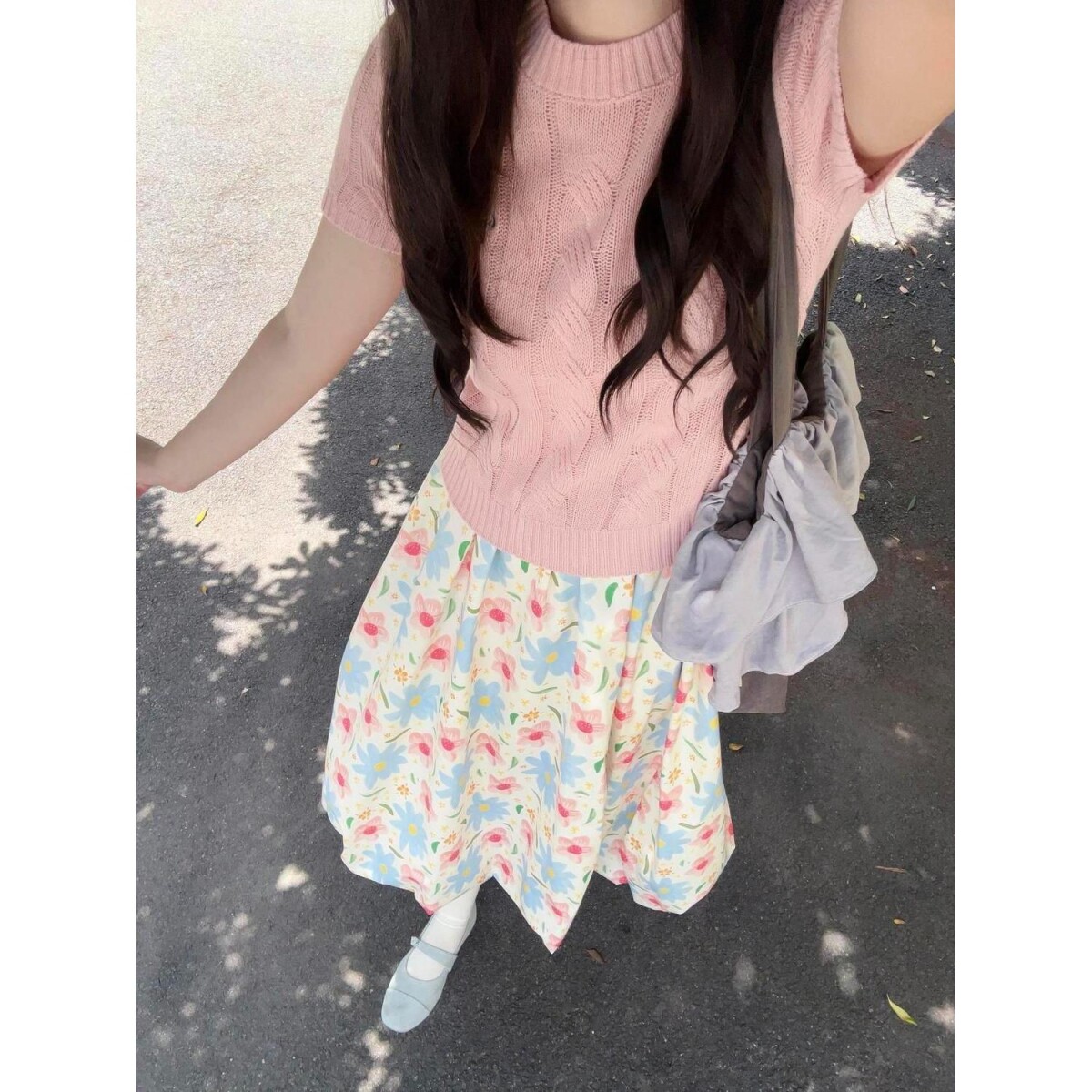 小个子显高碎花半裙套装