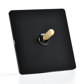 PIALT 86型家装 开关工业风复古滚花拨杆黑色面板开关插座