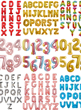 气球装饰银红蓝粉香槟玫瑰金色生日快乐布置年龄数字英文字母气球