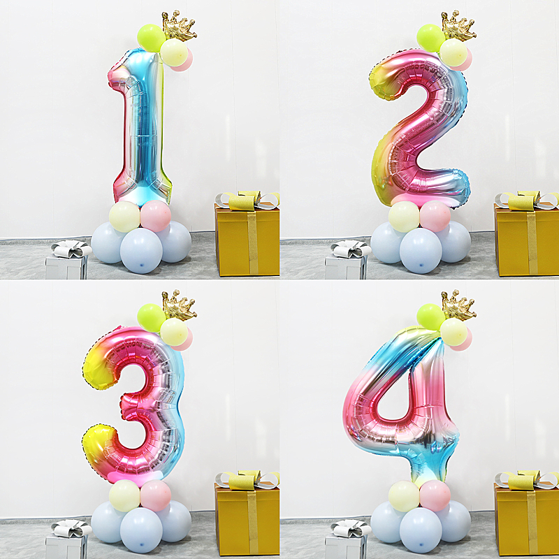 周岁生日布置马卡龙儿童数字气球