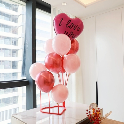 情人节氛围布置桌飘气球立柱摆件