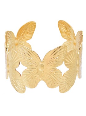 蝴蝶开口手镯古风服装金色臂钏女