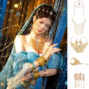 西域异域风茉莉公主流苏头饰面帘敦煌钱币项链耳环发饰额饰配饰女