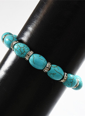 民族风百搭手链仿绿松石手串珠子