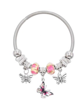 小女生甜美风格蝴蝶合金吊坠手链