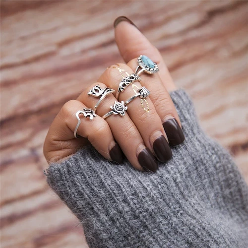 Кольцо, бирюзовый комплект, аксессуар, стиль бохо