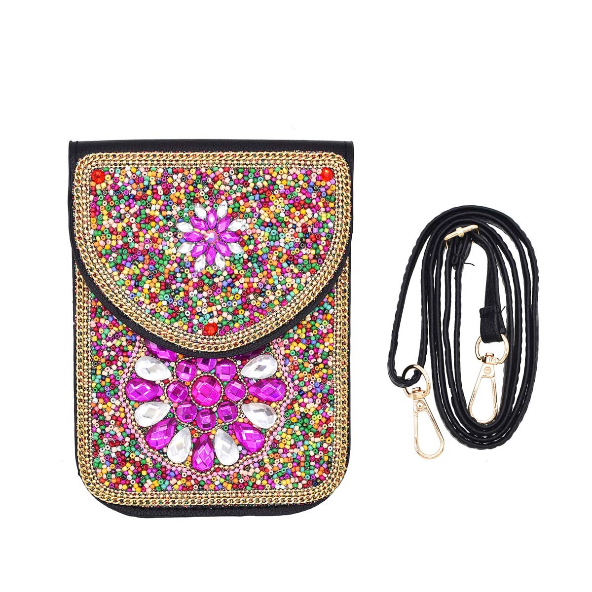 新款新疆米珠皮革包包复古民族风手提包云南旅游斜跨特色手机包