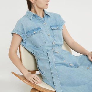 水洗产品 牛仔连衣裙 Bari气质通勤飞袖 Petit
