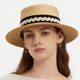 法式 典雅装 饰织带平檐草帽礼帽