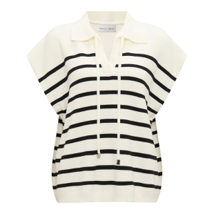 Petit Bari廓型条纹翻领针织马甲