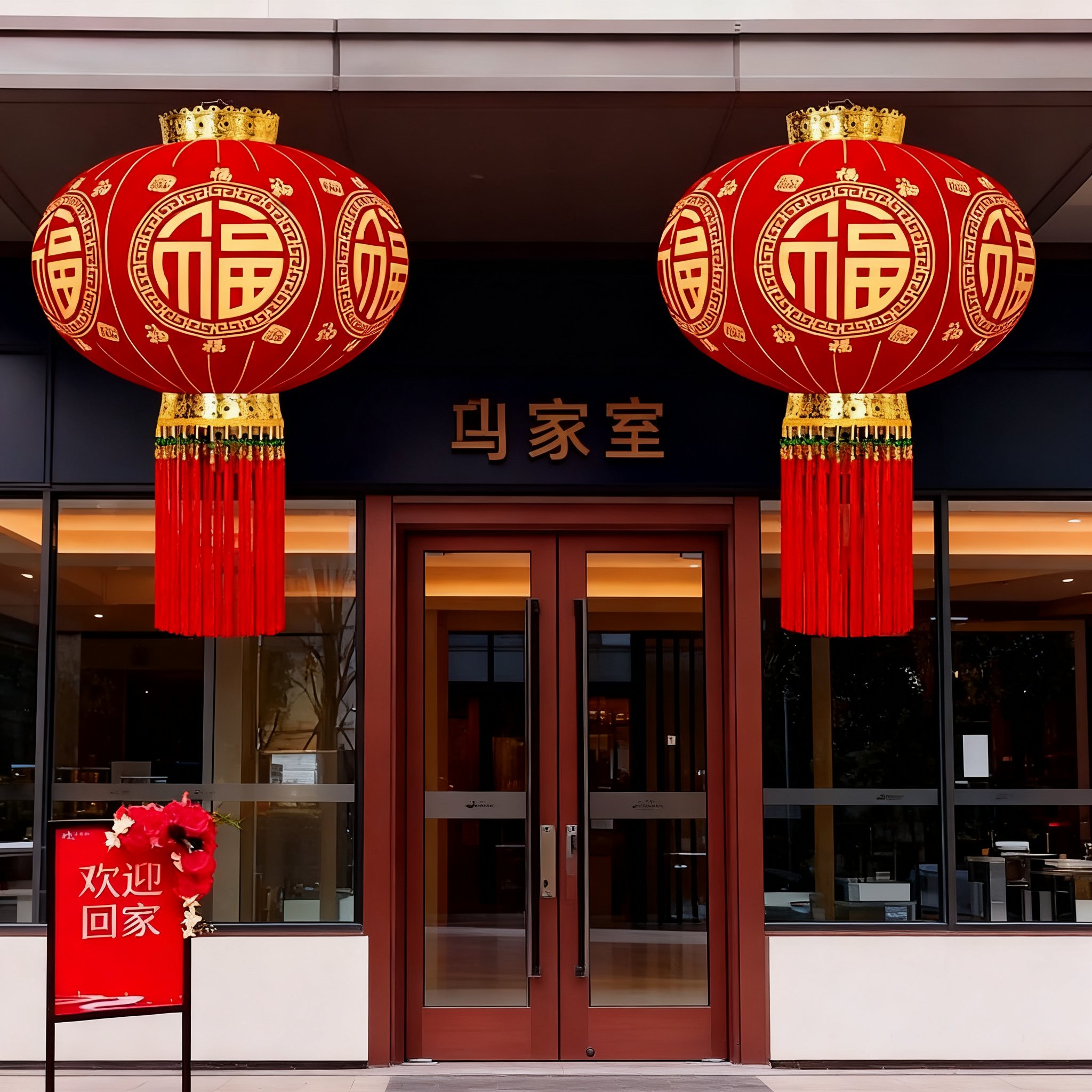 2026马年春节福字植绒灯笼