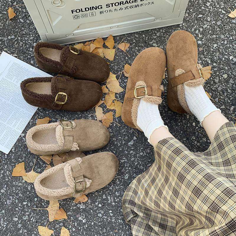 大码女鞋41到43秋冬新款加绒勃肯鞋软底不累脚一脚蹬豆豆鞋女棉鞋,女鞋,棉鞋,淘宝优惠券,粉丝福利购,淘宝优惠卷