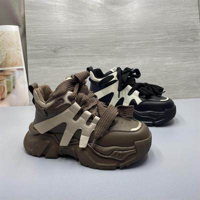 撤柜真皮厚底老爹鞋女2025秋冬新款百搭休闲运动鞋女学生跑步鞋潮