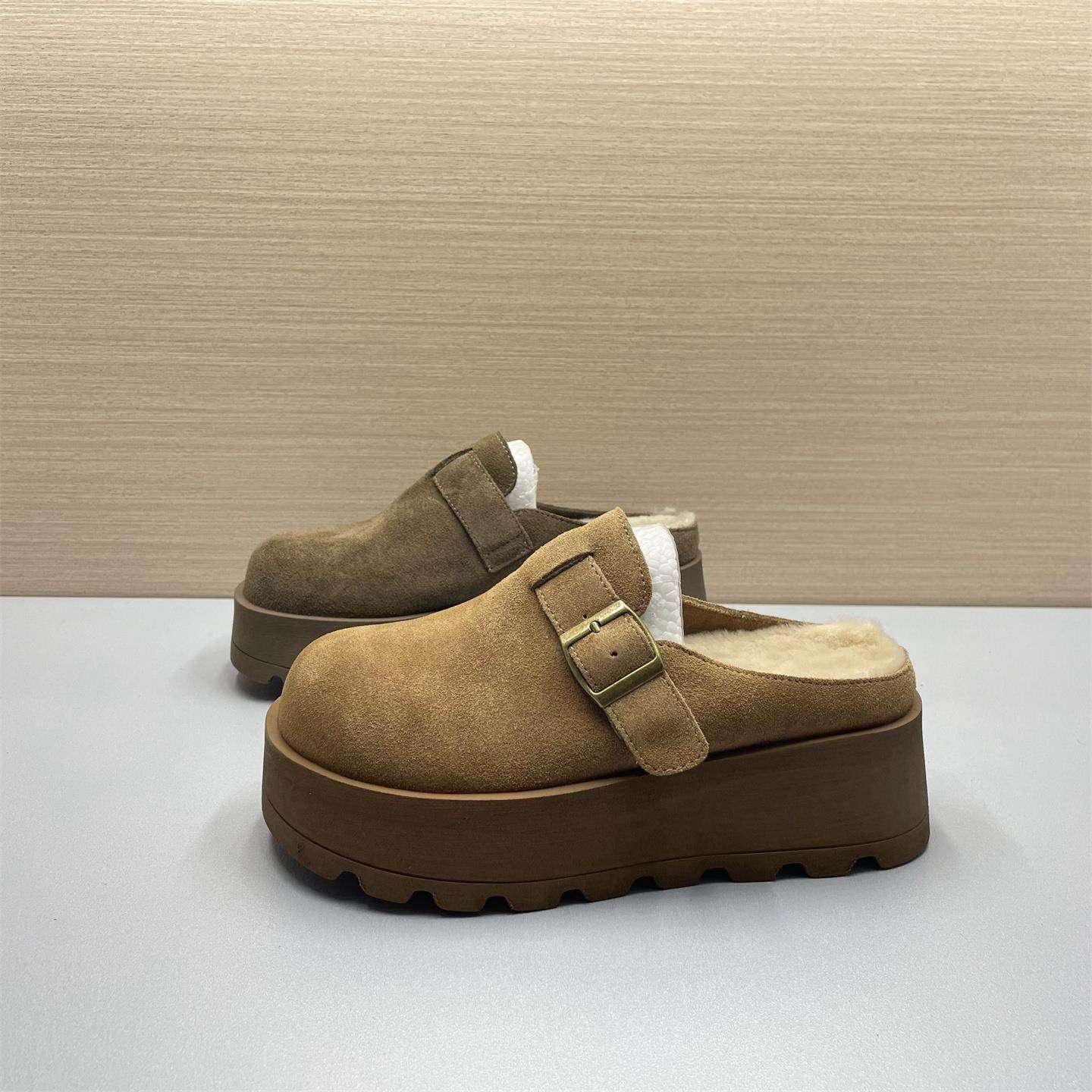 撤柜羊毛真皮厚底增高勃肯鞋女2025冬季新款包头半拖加绒毛毛拖鞋,女鞋,勃肯鞋/软木鞋,淘宝优惠券,粉丝福利购,淘宝优惠卷