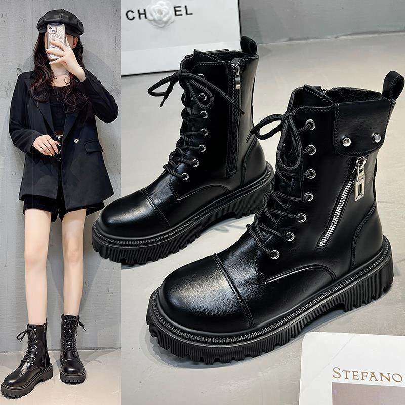 女大码鞋41到43马丁靴厚底脚宽脚肥2025新款秋冬英伦风加绒短靴子,女鞋,马丁靴,淘宝优惠券,粉丝福利购,淘宝优惠卷